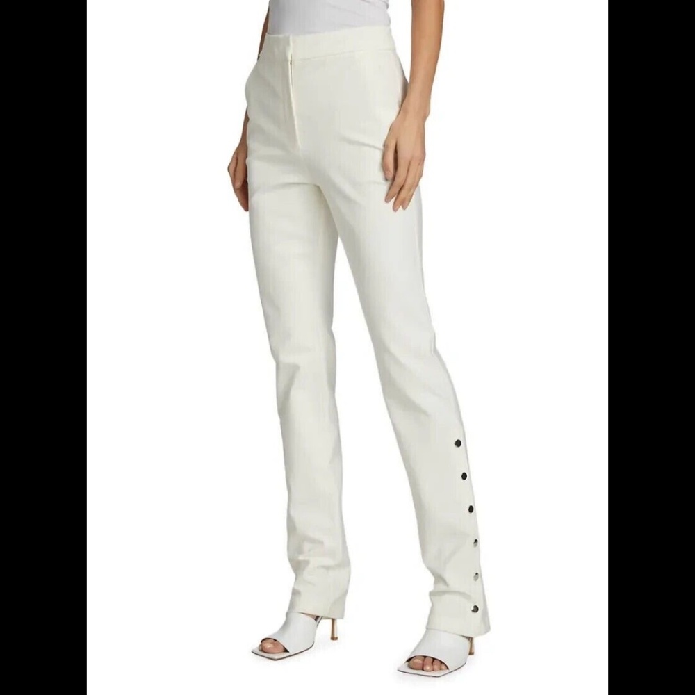 10 Crosby Derek Lam Cream Boot Cut Button-Hem Pants
